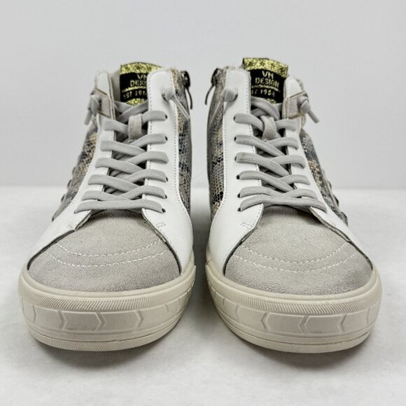 Vintage Havana Womens Gray Snake Cliff High Top Sneakers Side Zip Laces Size 8.5 - Picture 6 of 16